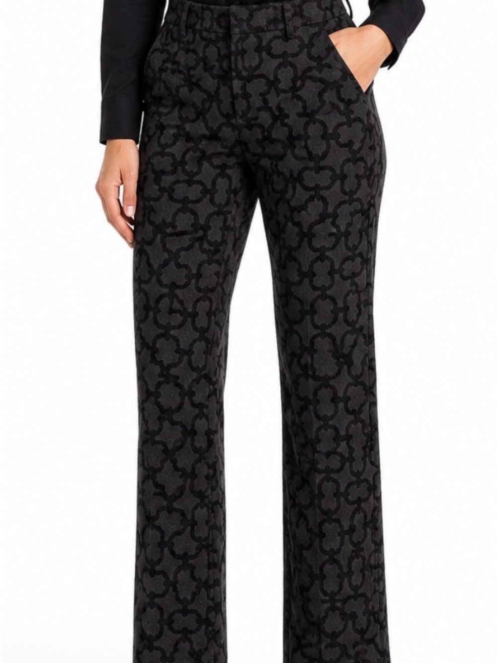Ann Taylor Black Patterned Boot-Cut Pants - Classic Sophia Style size 6 NWT